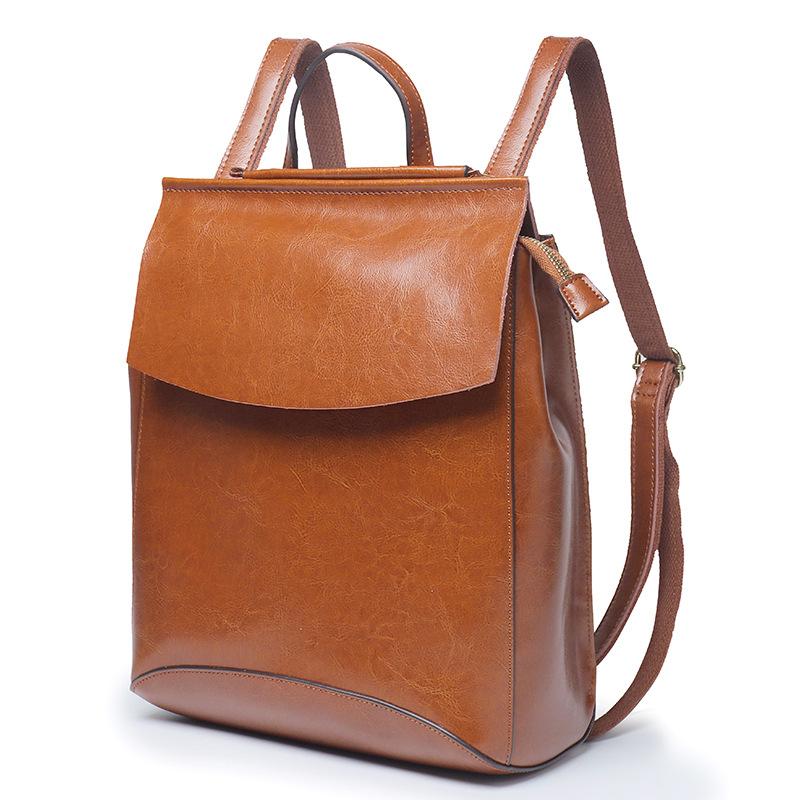 Leather women's bag backpack European and American retro cowhide women's bag multi-functional backpack