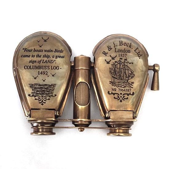 R & J Antique Beck Ltd London 1857" Латунный морской бинокль