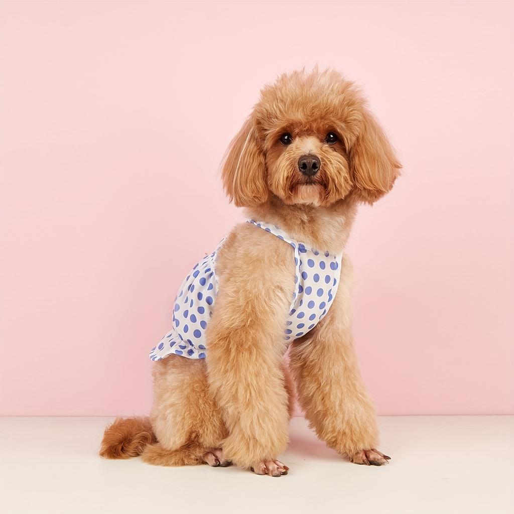Colorful Polka Dot Dog Girl Sundress, Multi-Color Breathable Small Pet Dress, Cute Sleeveless Puppy Clothes Summer Apparel Skirt