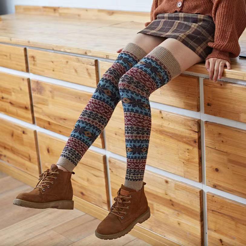 Женские высокие гольфы из кроличьей шерсти для осени/зимы - японские леггинсы для танцев и ношения на открытом воздухе