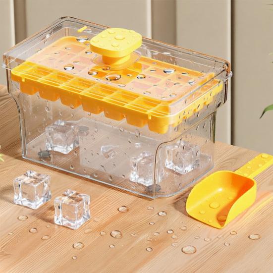 Ice Cube Tray with Shovel And Storage Bin 34/68-Cavity Ice Cube Mold One-Button Quick Release BPA-free Ice Cube Maker for Freezer And