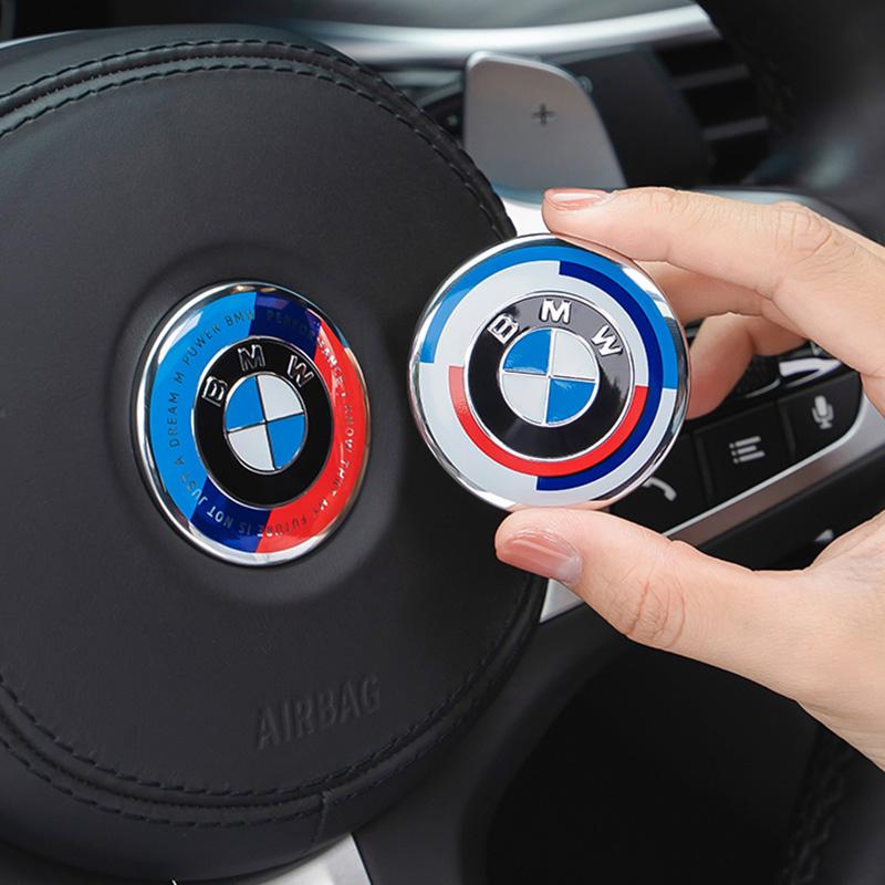 2026 Hot 1PC Car Steering Wheel Logo Emblem Aluminum Sticker For BMW M3 M4 M5 G42 G30 G20 E39 E36 E87 E53 F44 F07 F34 G15 G16 G23 G22 F30 CVB3