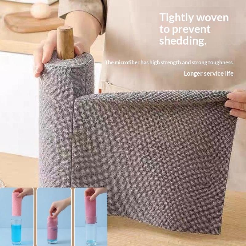 20/50Pcs Microfiber Tear Away Cleaning Cloth Roll Super Absorbent Lint Free for Tableware Kitchen Cleaning Wipes