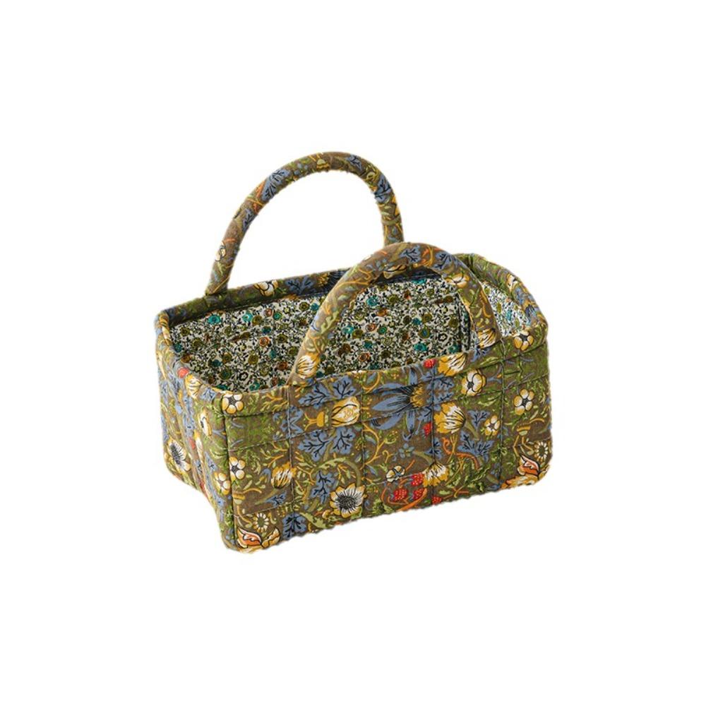 Large Capacity Storage Basket Floral Pattern Shopper Bag Fabric Laundry Basket Desktop Storage