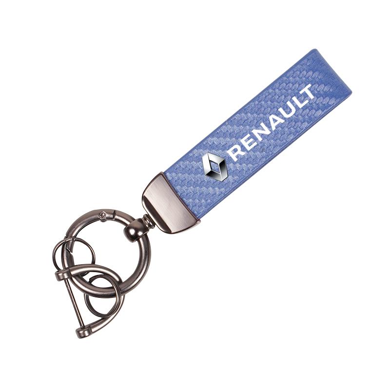 For Renault 2026 New Hub Caps 1Pcs Carbon Fiber Leather Car Keychain Key Ring Chain For Renault Clio Kadjar Koleos Megane Espace