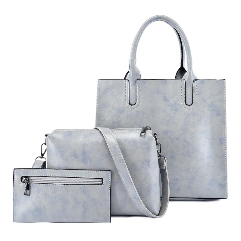 Новая модная персонализированная наплечная сумка из масляной вощеной кожи, сумка-мессенджер, модный набор из трех предметов для мамы и ребенка