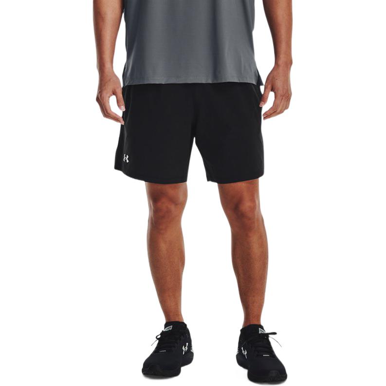 Under Armour Прямые шорты с однотонным принтом и маленьким логотипом Мужские брюки Черные 1370999-002