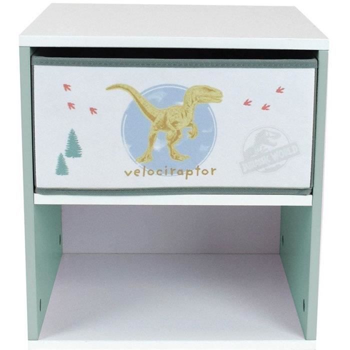 Bedside Table with Drawer Dinosaurs - Jurassic Word - FUN HOUSE - H.36 X W.33 X D.30 Cm