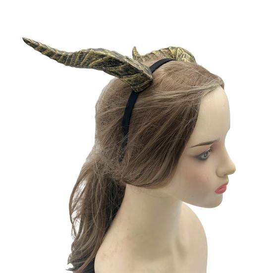 Gothic Devil Horn Headband Imitation Fake Bull Horns Hair Hoop Halloween Dress Up Hair Accessories for Halloween Cosplay Carnival