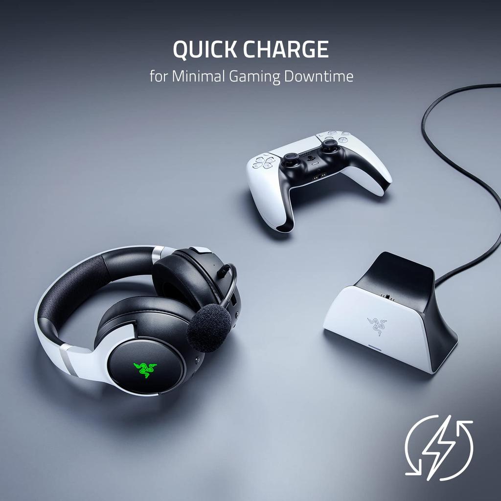 Razer Quick Charging Stand for PlayStation 5 Quick Charge Curved Cradle Design PS5 DualSense Wireless Controller One Hand Operation USB Powered White