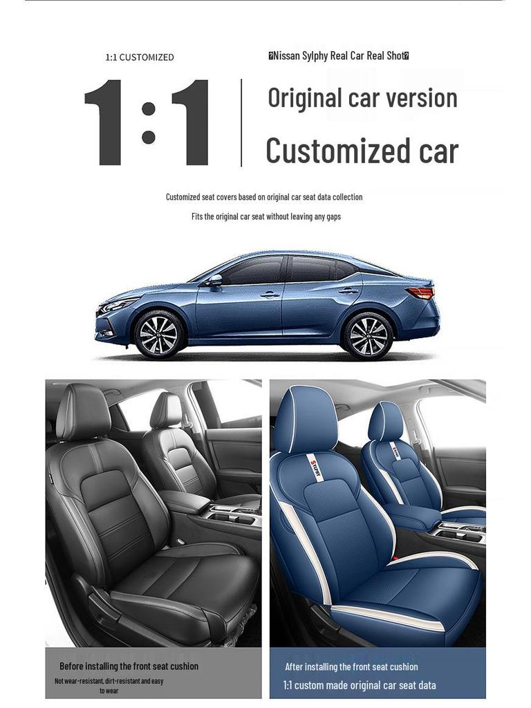 Sylphy 5-Seater Leather Seat Cover: All-Season Full Surround Cushion