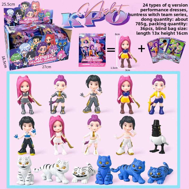 K-Pop Новая группа девушек-охотниц на демонов Мужская группа Фигурка Модель Слепая коробка Tide Play Кукла Украшение