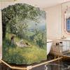 1 French Impressionist Art Bathroom Curtain | Spring Field Festival Theme, 180*180cm, Polyester, Unlined, Includes 12 Hooks, M