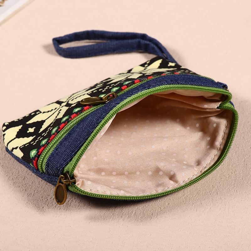 Маленький кошелек для монет в стиле бохо, мини-кошелек, сумка для монет с цветочным принтом, водонепроницаемый, с застежкой-молнией, изысканный подарок для женщин и девочек