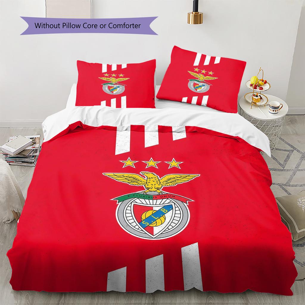 Sport Lisboa e Benfica Pattern Bedding Quilt Set Home Decoration Gift (1 * duvet cover + 2 * pillowcase without core)