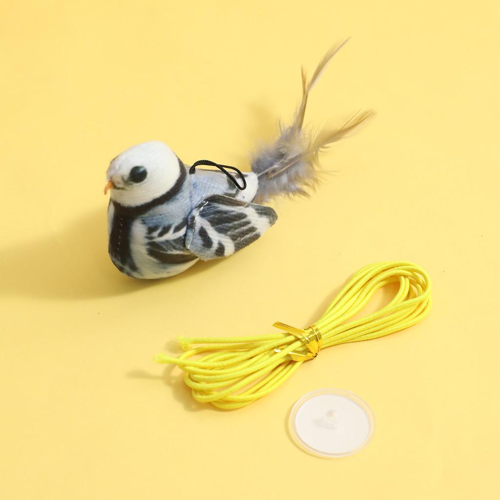 Plush Cat Toy With Suction Cup And Bionic Sound For Interactive Play