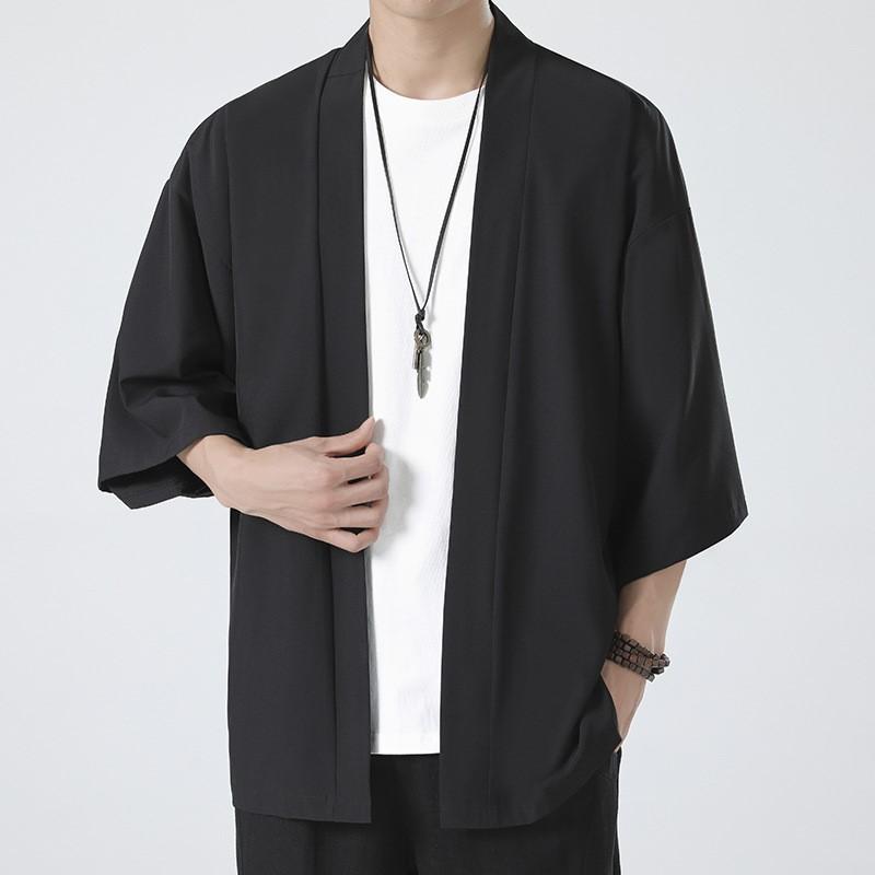 Men S Chinese Style Loose Thin Open Shirt Sun Protection Coat