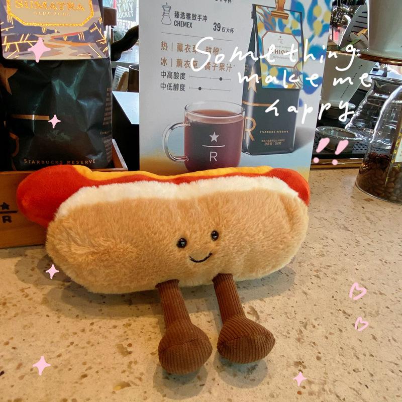 Cute Fun Coffee Cup Hot Dog Doll Plush Toy Doll Comfort Doll Children's Birthday Gift Ornaments
