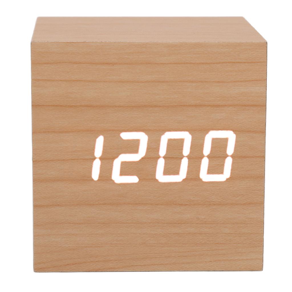 LED Wood Clock Multifunctional Large Display 3 Brightness Eye Protection Portable Smart LED Digital Clock for Office