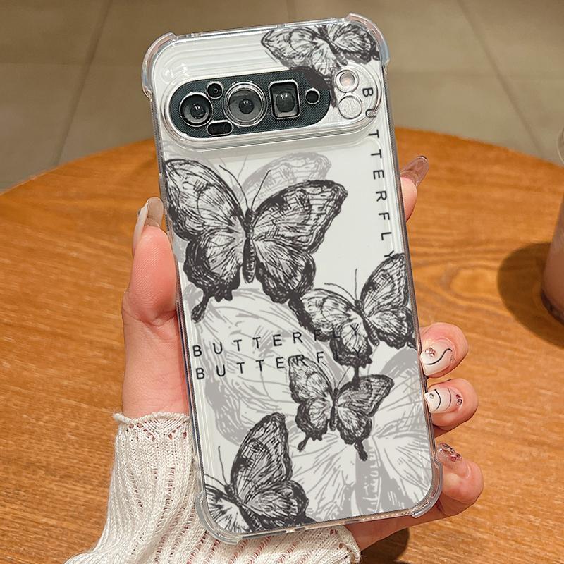 Butterfly Printed Clear TPU Phone Case For Google Pixel 9 Pro Pixel 9 Pro XL Soft Silicone Transparent Cover For Google Pixel 9A