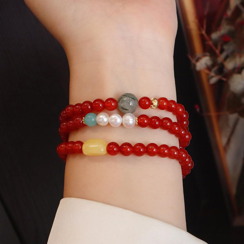Three-circle natural agate bracelet bracelet.fashion women daily jewelry gift
