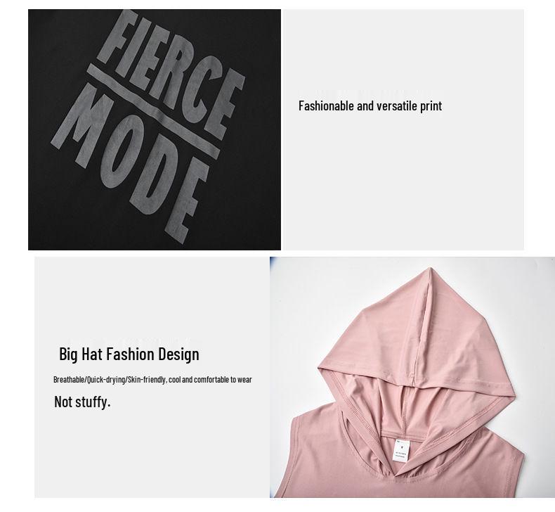 Женский быстросохнущий спортивный жилет без рукавов с капюшоном для бега и йоги