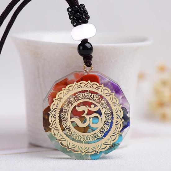 Ожерелье-капля с 7 чакрами и принтом из искусственного кристалла для женщин и мужчин, регулируемый шнур, энергетическое ожерелье