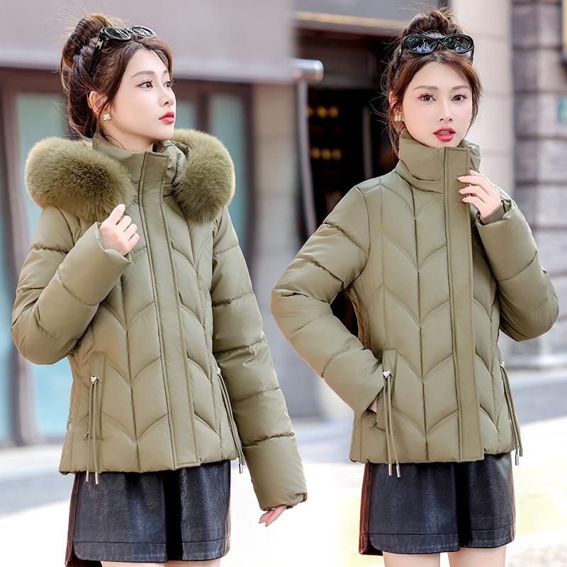 Зимняя новая хлопковая одежда женская корейская версия приталенная женская хлопковая одежда короткая хлопковая одежда с меховым воротником женская