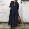 Осеннее хлопковое конопляное женское ретро-досуговое праздничное свободное длинное платье-рубашка с длинным рукавом