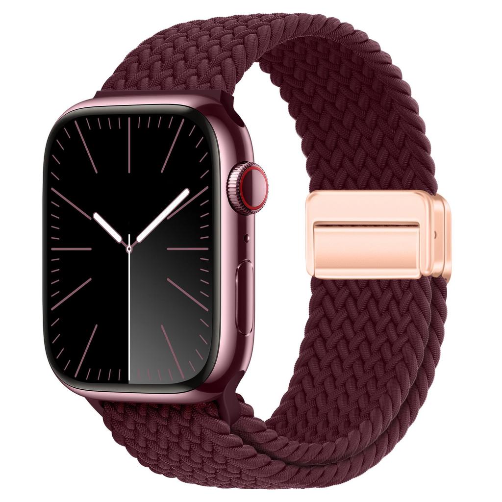 Эластичный радужный нейлоновый плетеный ремешок для Apple Watch с магнитной застежкой