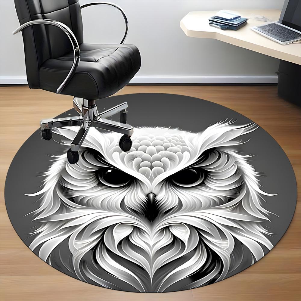1pc Owl Face Artwork Chair Carpet for Office, Round Non-Slip Durable Large Size Office Carpet, Suitable for Office, Beautiful Decoration