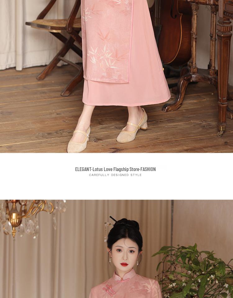 Орхидеево-зеленое летнее ципао 2025: Ао Дай в китайском стиле для молодой девушки на проводы в колледж