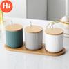 Hi Nordic Ceramic Spice Rack Seasoning Jar Kitchen Salt Pepper Storage Bottle with Cover and Spoon Set Creative Simple Condiment