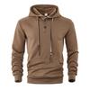 Men Hoodie Jacquard Texture Hooded Drawstring Long Sleeve Pullover Tops with Front Pocket Solid Color Spring Autumn Tops
