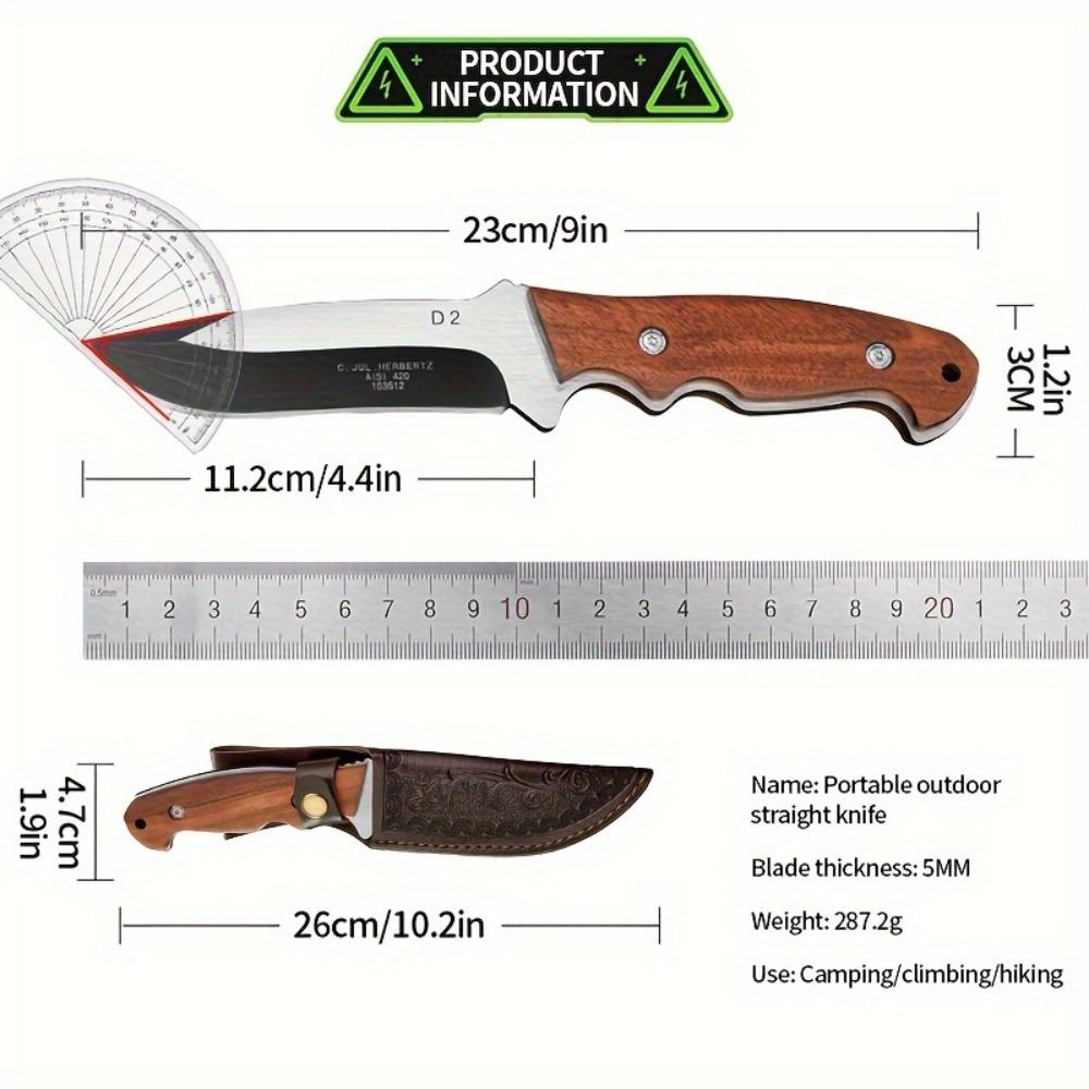 Outdoor Portable Knife, Stainless Steel Shadow Wood, High Hardness Small Straight Knife, Multifunctional Fruit Knife, Hand Handle Meat Knife