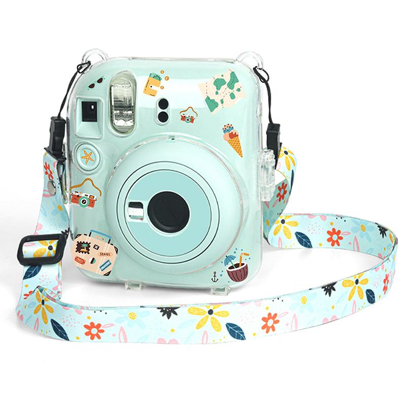 1 Набор Для Instax Mini 12 Прозрачная Сумка для Камеры Дорожная Сумка на Плечо с Милыми Наклейками Прозрачный Ремешок-Шнурок для Камеры Наклейки