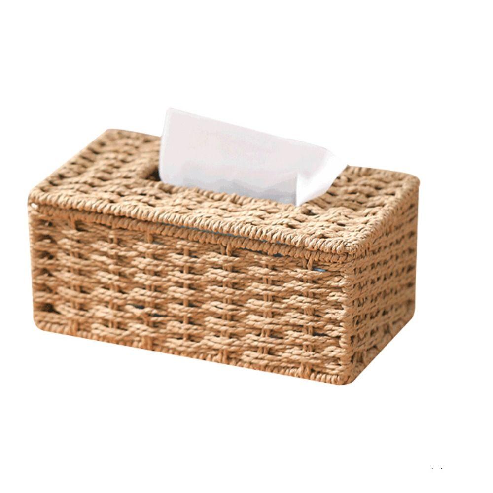 Handmade Imitation Rattan Tissue Case Decoration Tissue Paper Container Living Room