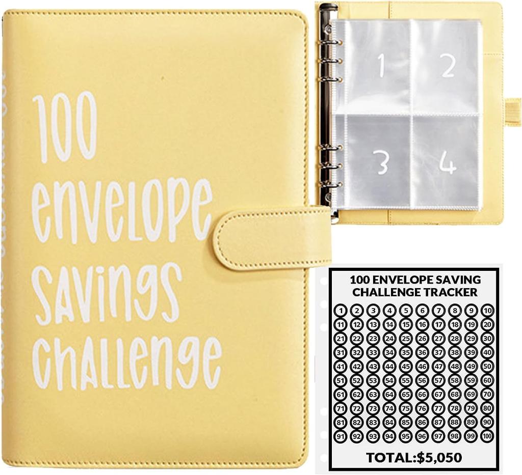 100 envelope challenge folder easy and fun way to save $5 050 budget binder with cash envelopes for office home school yellow