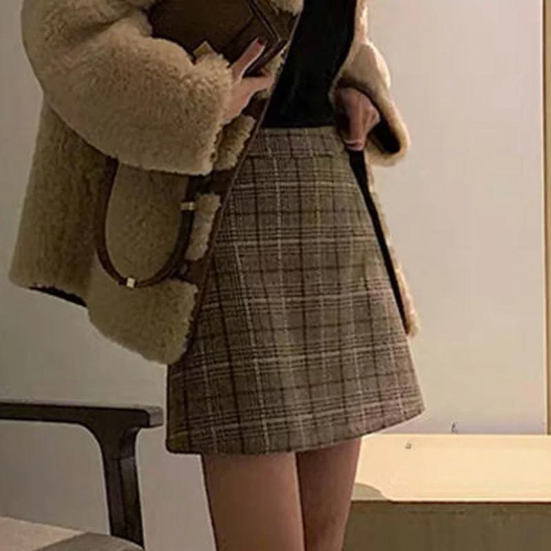 Skirts Women Plaid Slim Korean Style Casual All-match High Waisted Spring-autumn Comfortable Student Club Female Harajuku