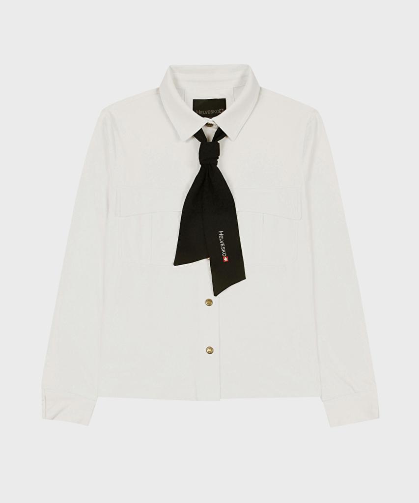 HELVESKO Tie-Point Shirt-Style Polo Shirt (Ivory)