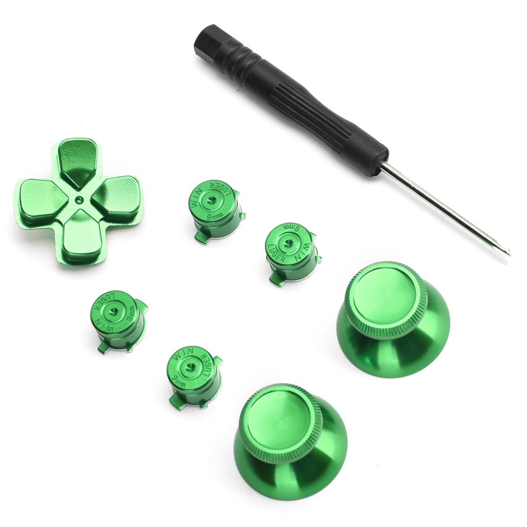 Game Controller Aluminum Alloy Buttons Thumb Stick Set Replacement Parts for PS4Green