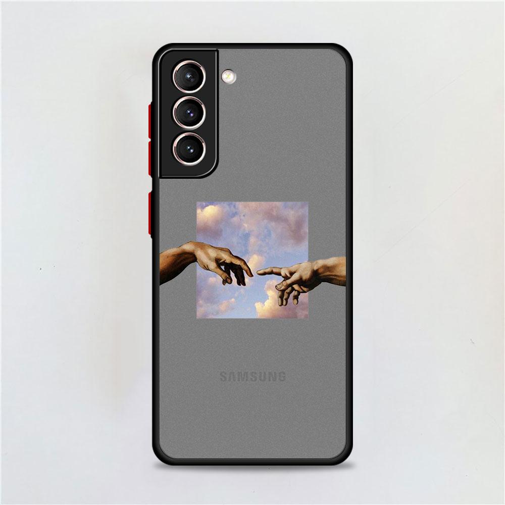Матовый чехол с изображением цветов и сердца для Samsung Galaxy S22 S20 S21 FE S10 S9 Plus S8 Capa Note 20 Ultra 10 Lite Phone Fundas