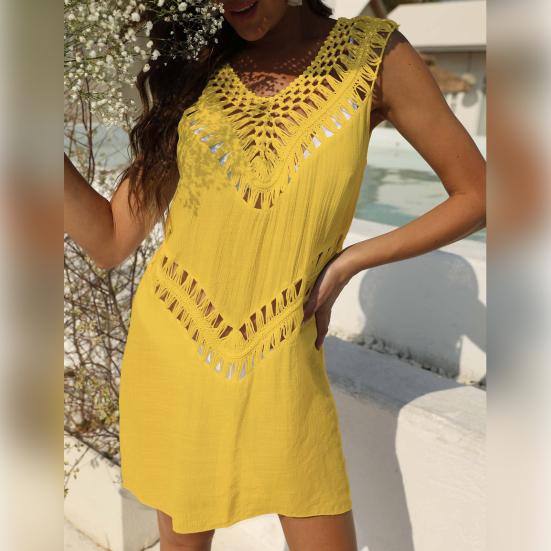 Накидка на бикини со струящимся краем, защита от солнца, легкий классический вязаный крючком ажурный купальник, пляжная одежда