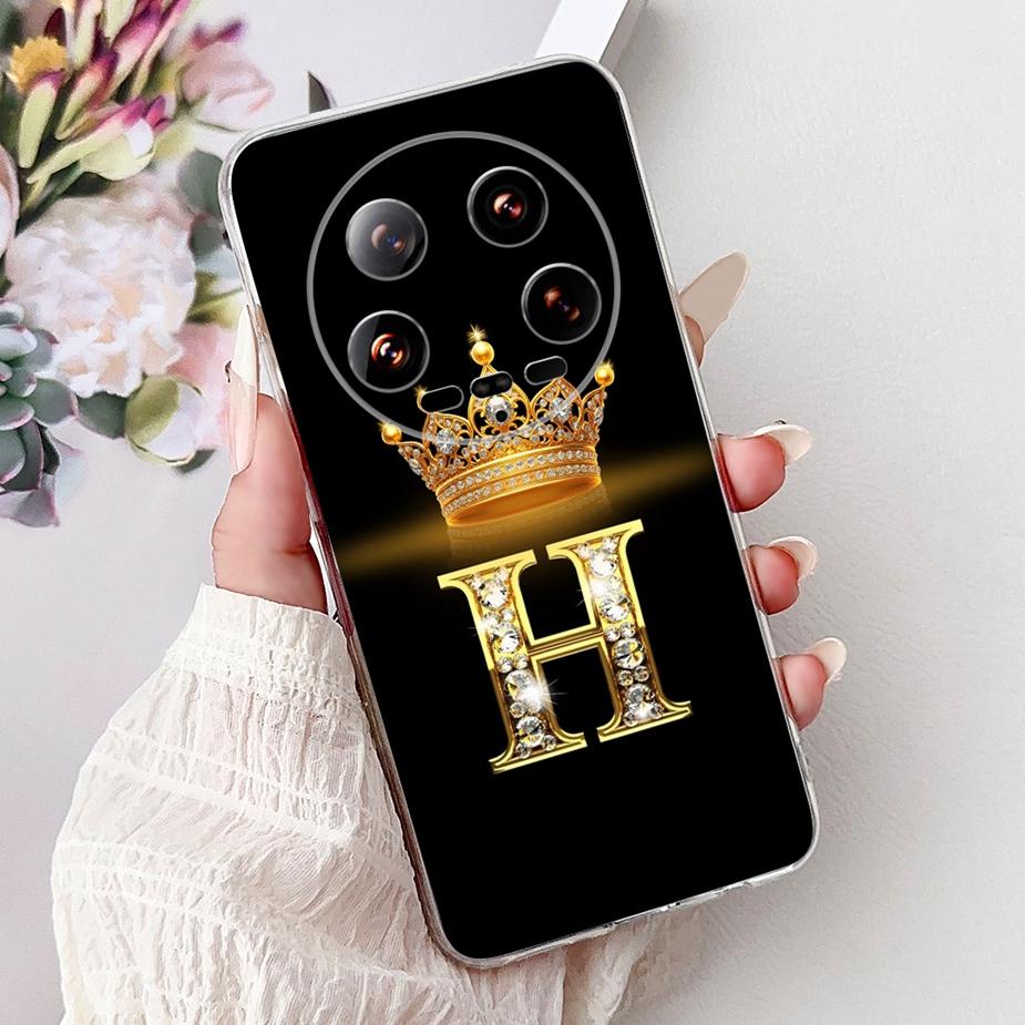 For Xiaomi 14 Ultra Case Mi 13 Ultra New Crown Letters Back Cover Soft Silicone Phone Case For Xiaomi 13 Ultra Mi 14Ultra Bumper