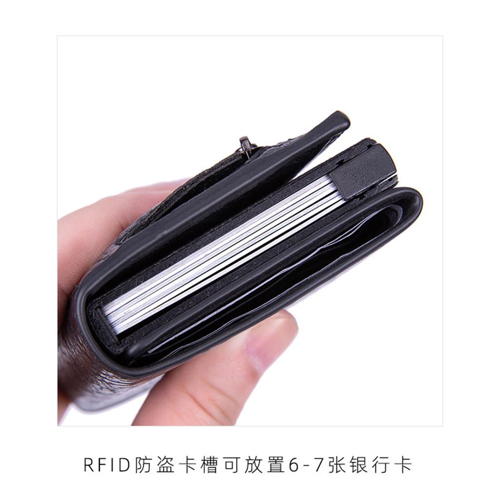 PU RFID Blocking Money Wallet Automatic Pop-up Credit Card Holder Business Purse Gift Cash Pocket for Men Women