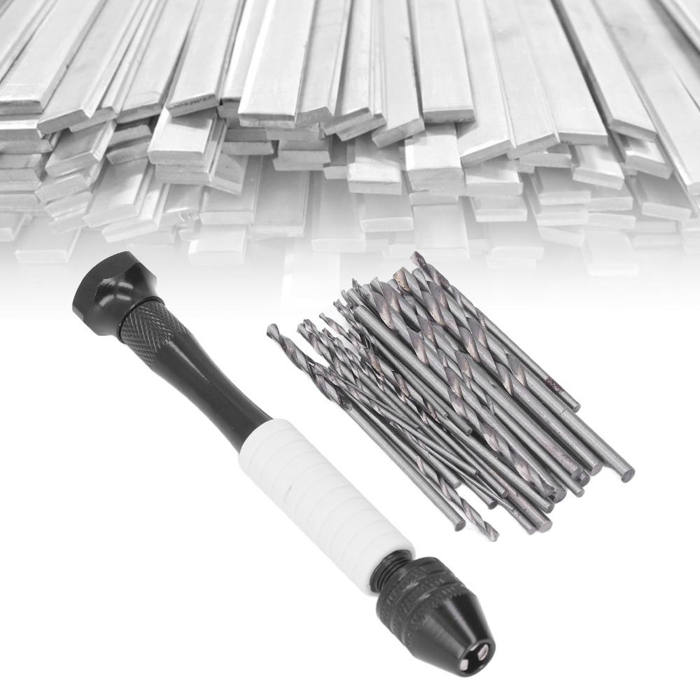 48PCS HSS Micro Twist Bits Pin Vise Hand Drill ABS Twist Drills Mini Hand Drill Wood Drilling