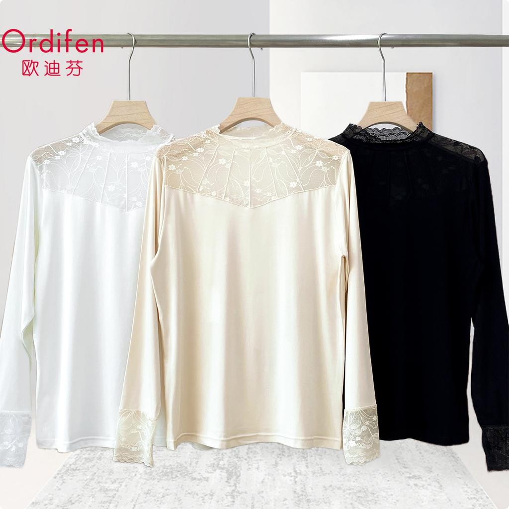 Women's Lace Base Shirt Autumn and Winter New Slim Fit and Slimming Long-Sleeved Top