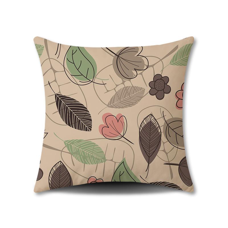 Spring Flower Print Pillow Cover for Home Living Room Sofa Cushion Cover Linen Print Cushion Cover