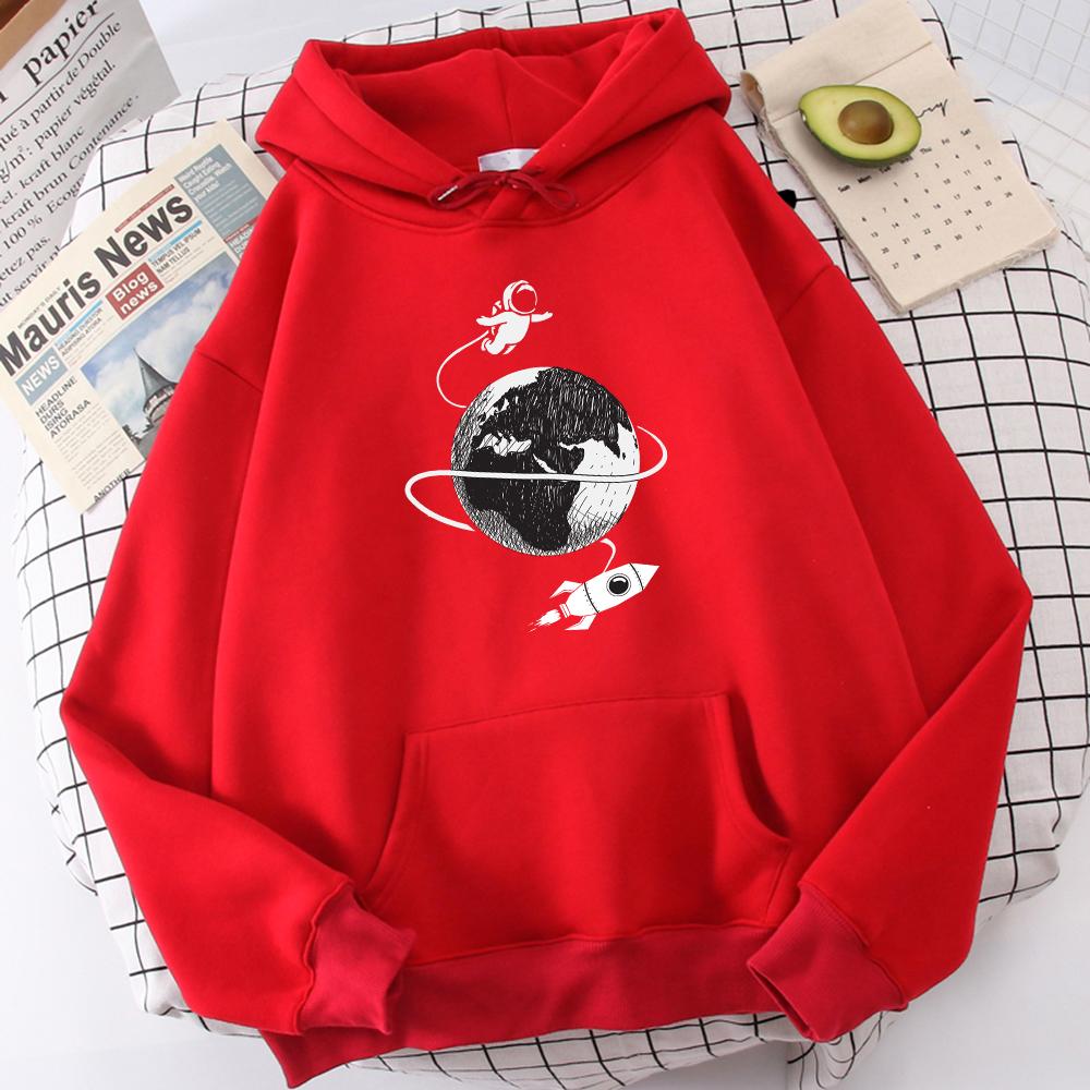 Astronaut Spaceship Lunar Surface Print Hoodie For Men Street Fleece Hoody Hipster S-Xxl Sweatshirt Hip Hop Quality Tracksuit