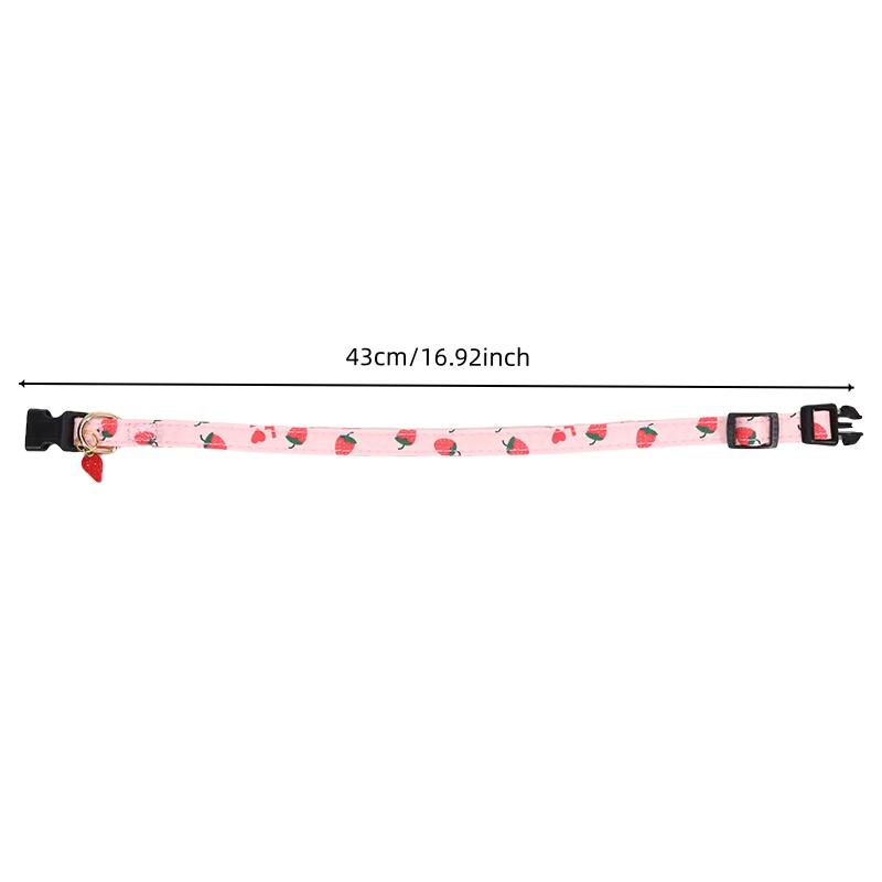 Коллекция фруктовых узоров Ошейник для питомца Собачий ошейник с милым принтом клубники Мягкий удобный ошейник-ожерелье для собаки для ежедневных прогулок Регулируемый кошачий ошейник